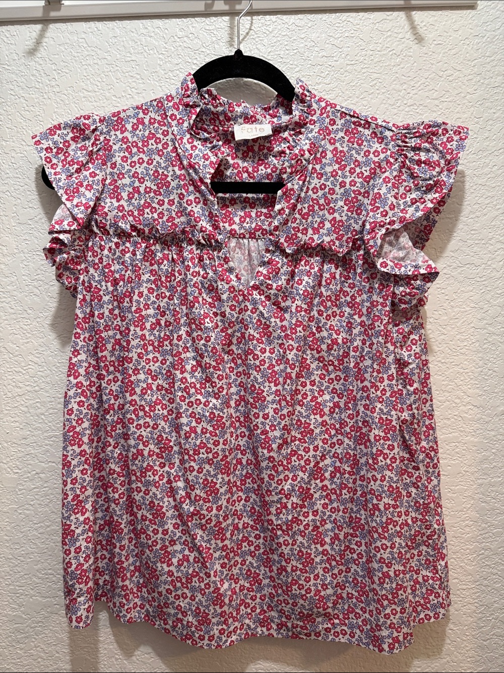 Fate Pink Floral Ruffle-Sleeve Blouse